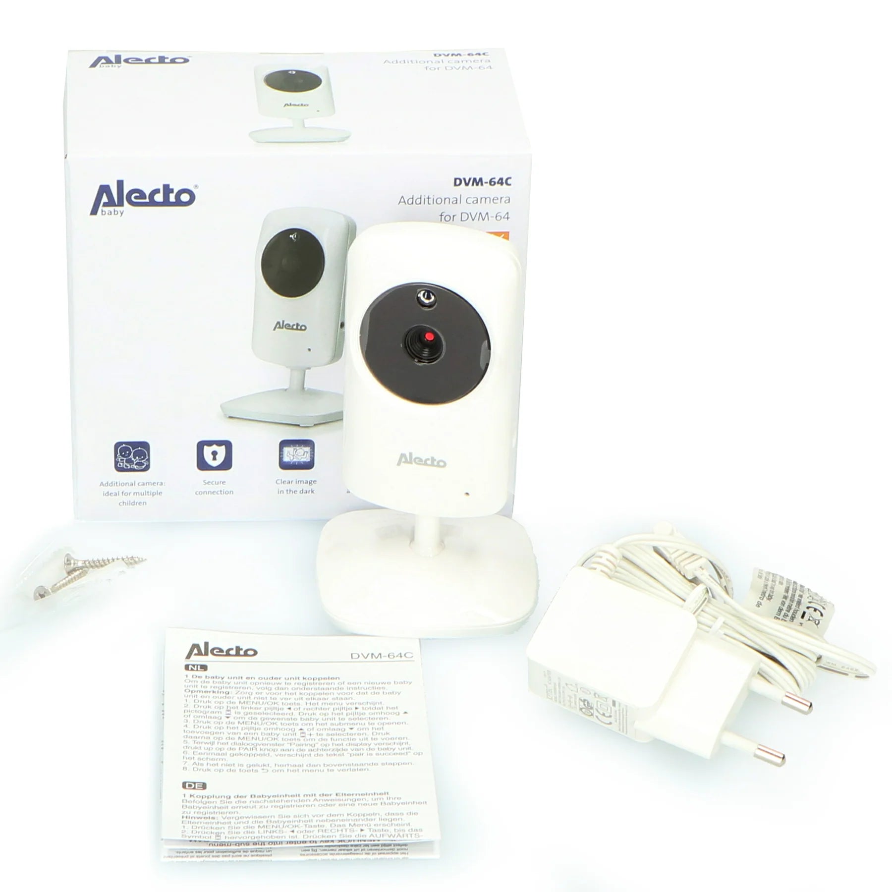 Видеофон За Бебе 2.4" White Dvm 64 + Допълнителна Камера Dvm 64c Alecto