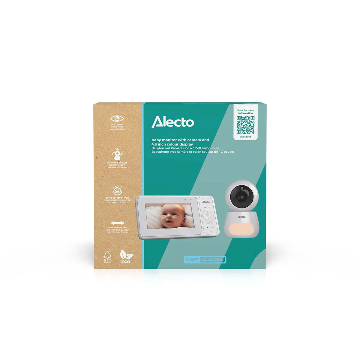 Видеофон За Бебе С 4.3" Hd Цветен Дисплей White Dvm2043 Alecto