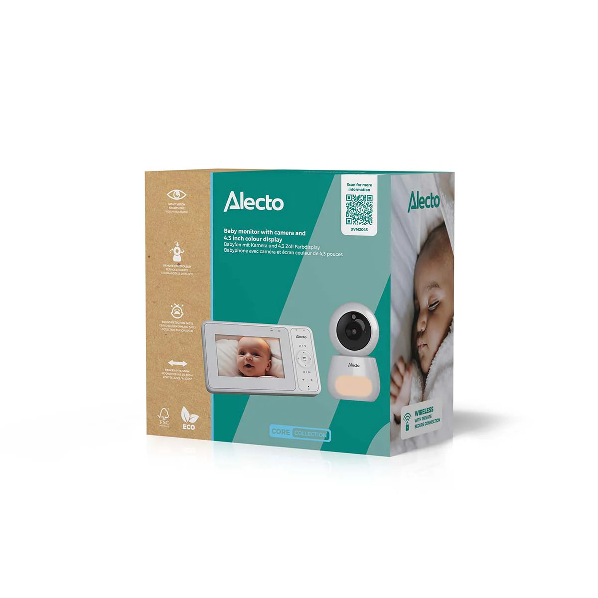 Видеофон За Бебе С 4.3" Hd Цветен Дисплей White Dvm2043 Alecto