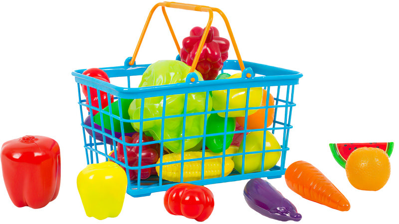 Coș cu set de fructe și legume 8 bucăți 23x17x14 cm