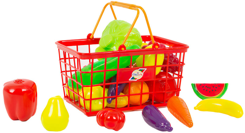 Coș cu set de fructe și legume 8 bucăți 23x17x14 cm