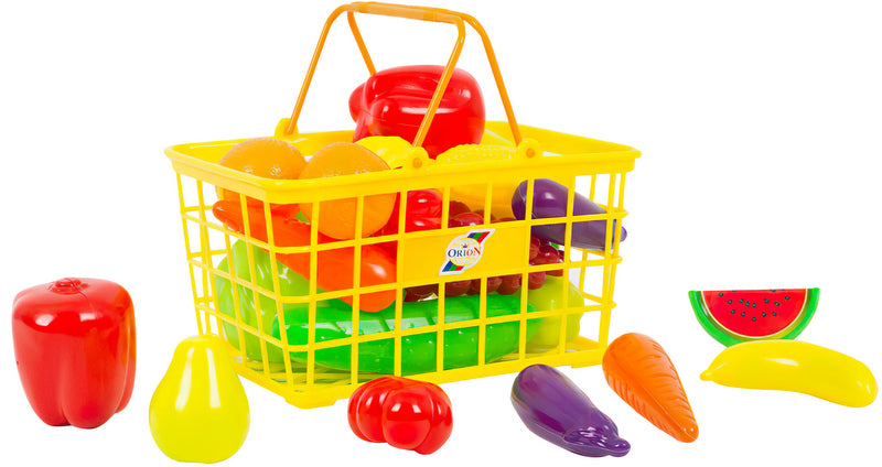 Coș cu set de fructe și legume 8 bucăți 23x17x14 cm