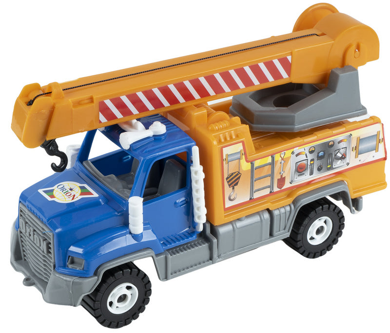 Камион Автокран Стрелата Се Вдига Мърда Напред И Се Върти На 360 Гр Куката Се Движи 28Х10Х13