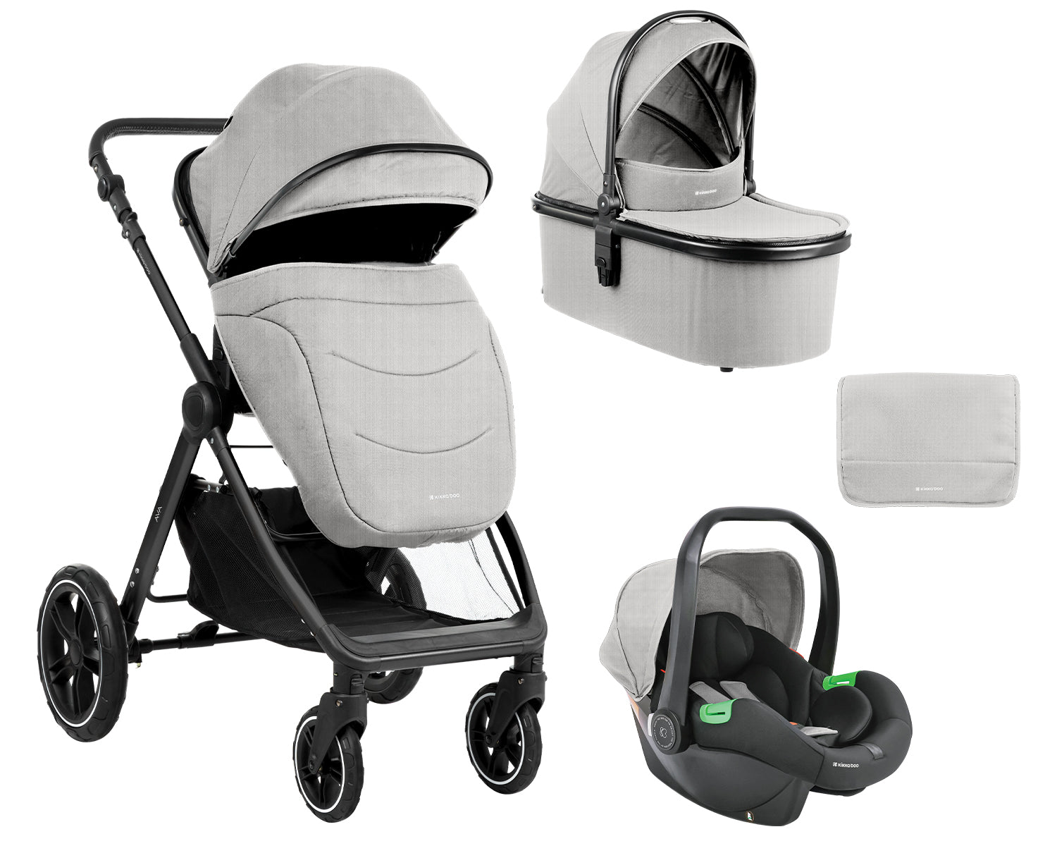 Комбинирана Количка 3В1 С Кош За Новородено Ava Grey --- BebeMama