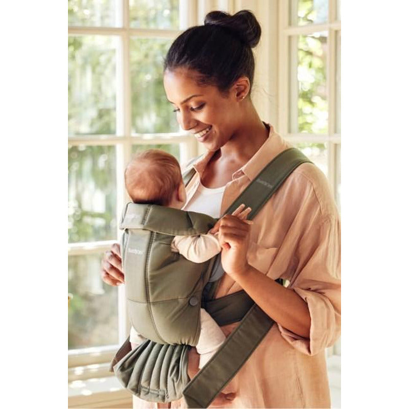 Бебешка Ергономична Раница Mini, Cotton, Dark Green Woven Babybjörn