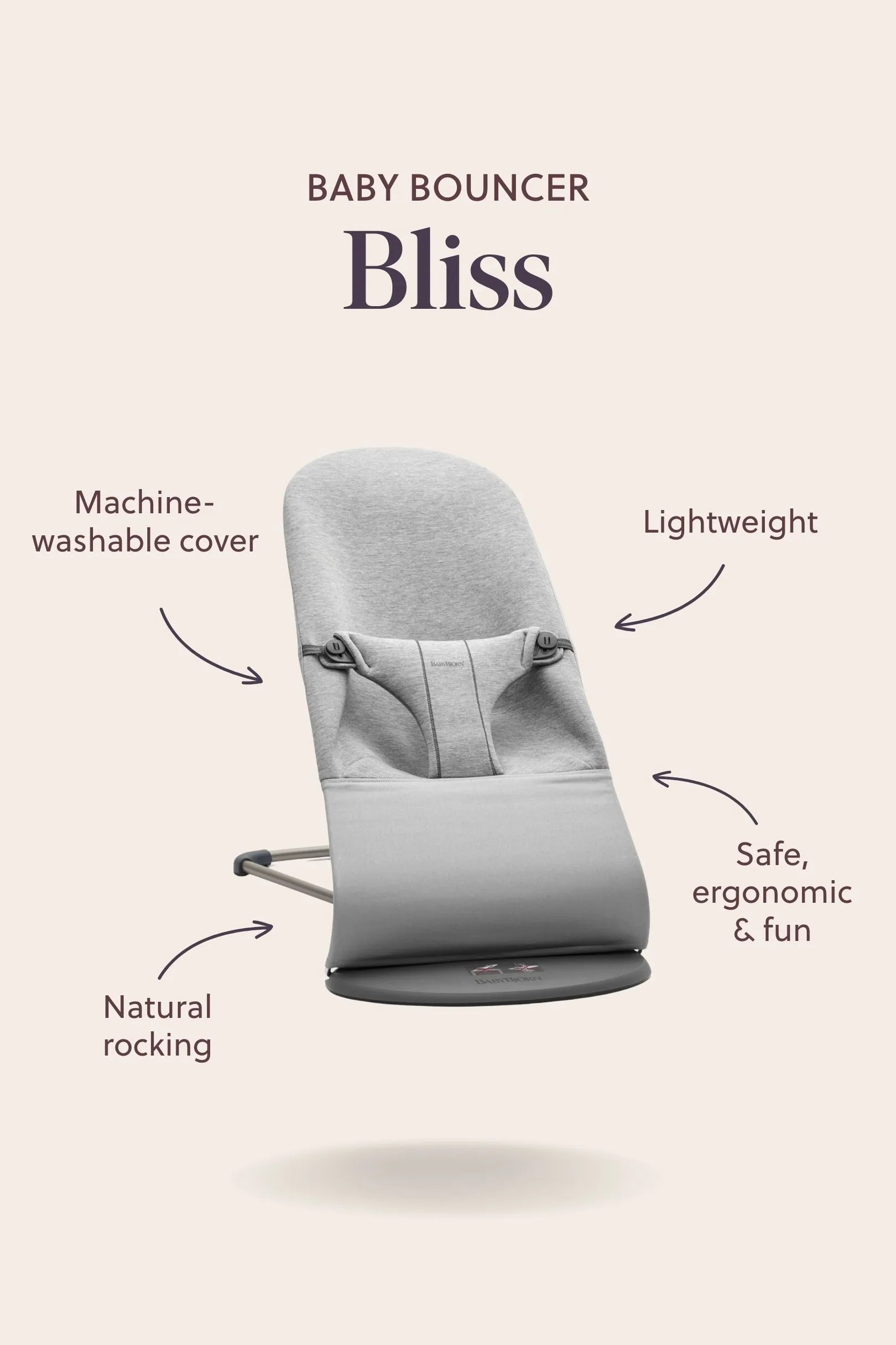 Бебешки Шезлонг Bliss Jersey 3d Light Grey Babybjörn