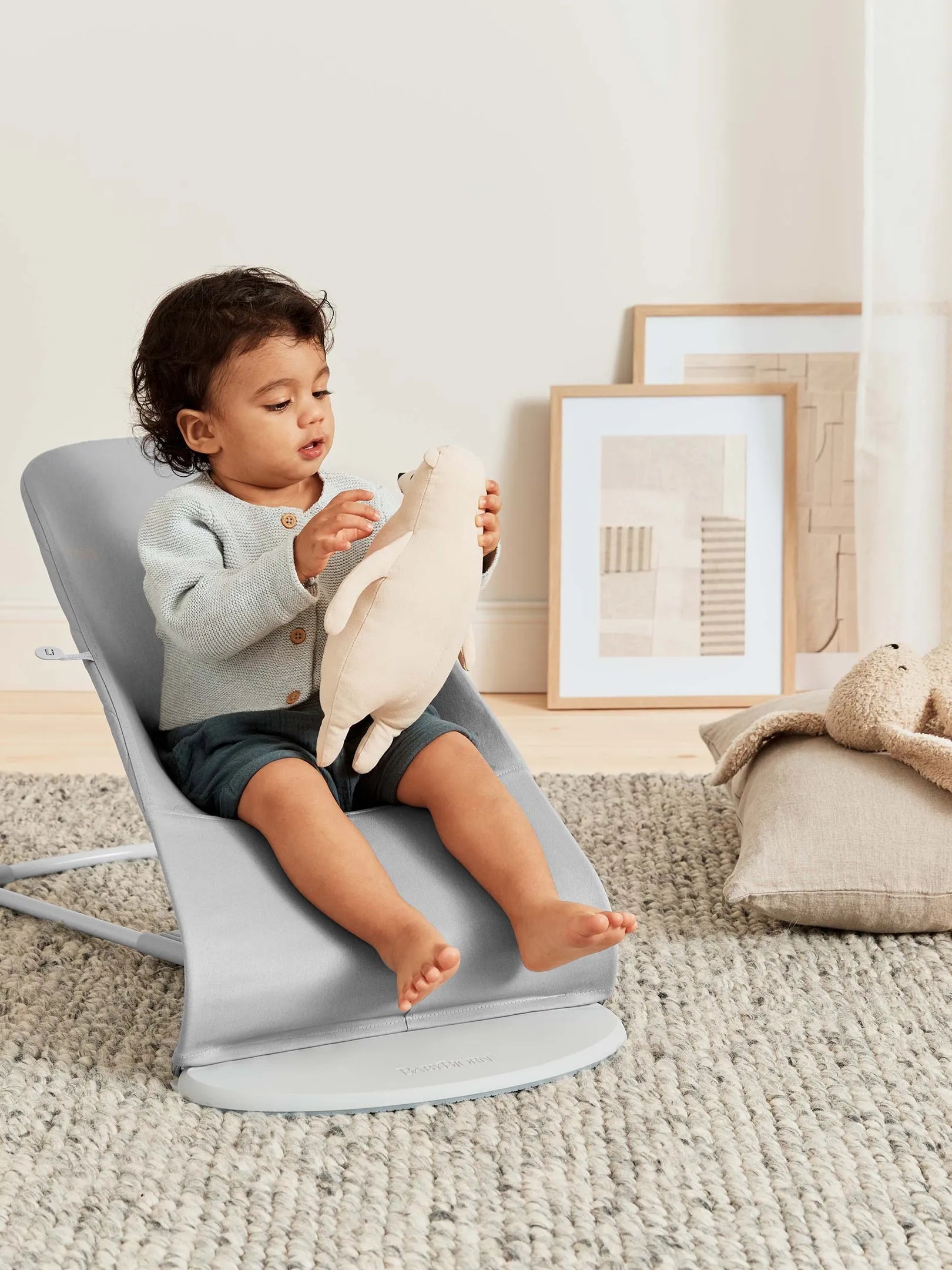 Бебешки Шезлонг Bliss Light Grey (woven, Petal Quilt, Cotton) Babybjörn