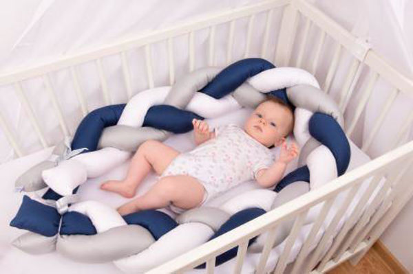 Обиколник За Бебешко Легло 200 См (син Сив) 0357 42 47 Babymatex