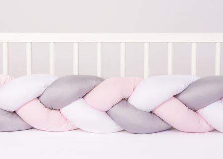 Ограничител Обиколник За Легло 200 См (бяло Розово Сиво) 0357 01 42 10 Babymatex
