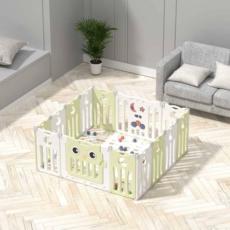 Бебешка Ограда За Безопасна Игра, Зелено Бухалче Feelkids
