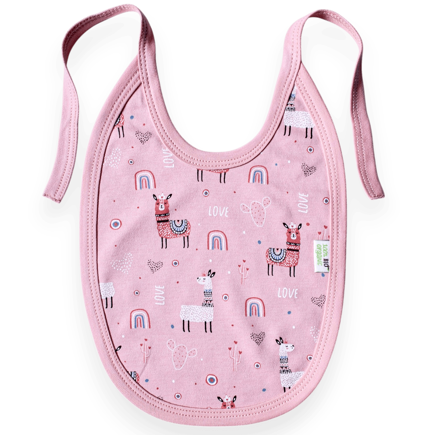Бебешки Лигавник От Органичен Памук Розов С Принт На Лами, Bio Baby