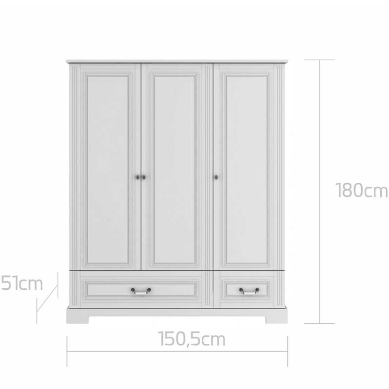 Детски Гардероб С Три Врати Ines Elegant White Bellamy