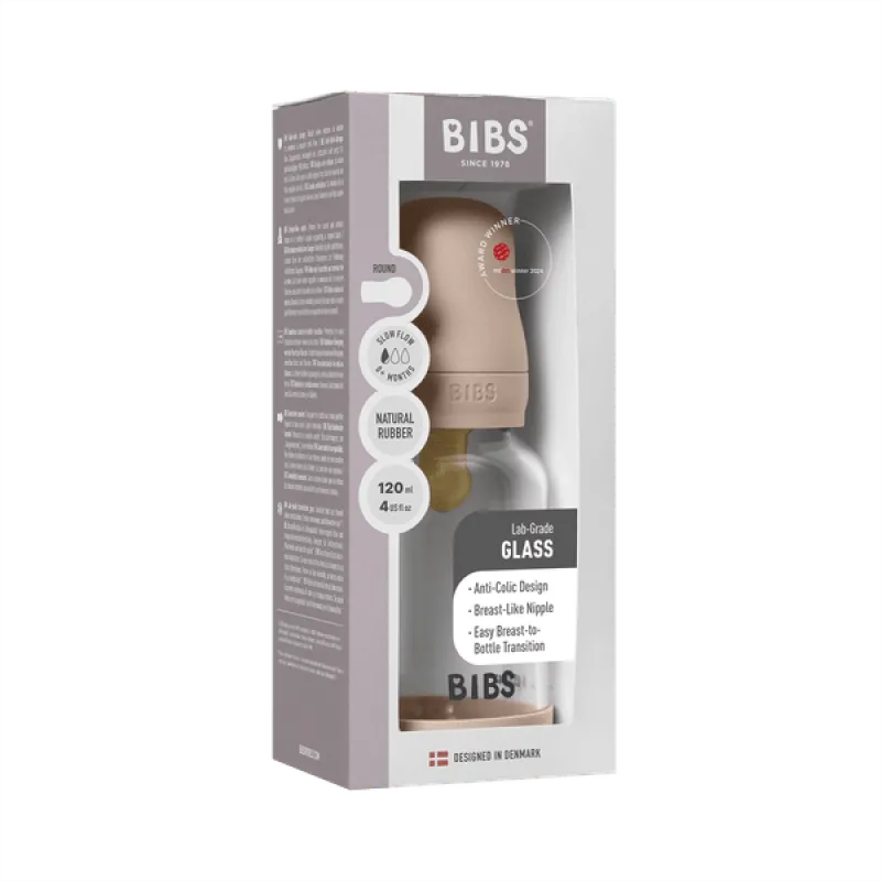 Бебешка Стъклена Бутилка 120 Мл. (каучук) Blush Bibs
