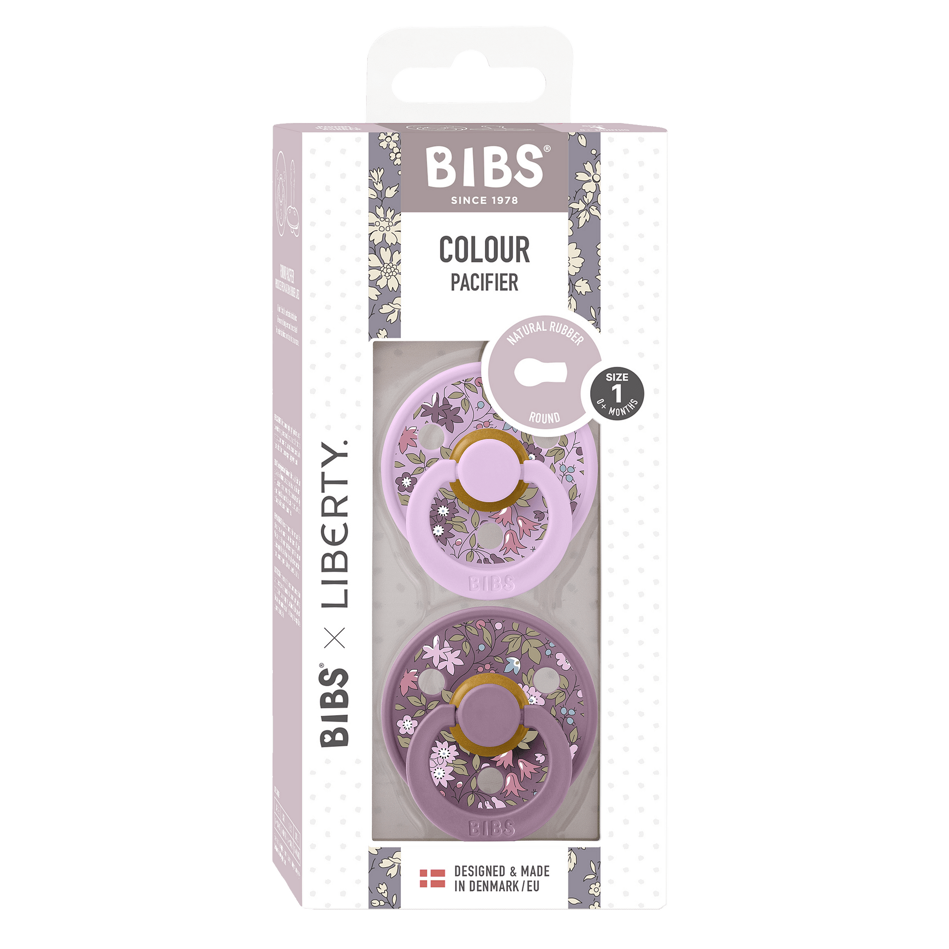 Colour X Liberty Kaucsuk Cumi 2 db. (0-6 hó) Chamomile Lawn Violet Sky Mix Bibs