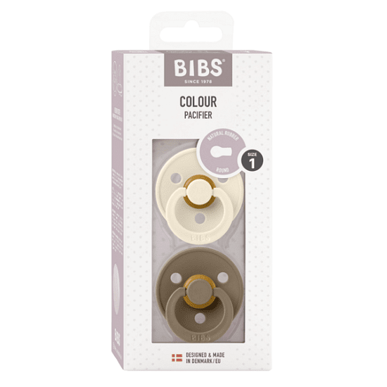 Colour Каучуков Биберон Round 2 Бр. (0 6 М.) Ivory Dark Oak 110358 Bibs