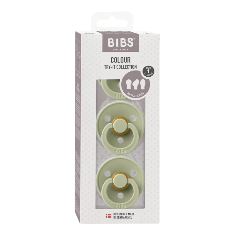 Colour Try It Collection Каучуков Биберон Сет От 3 Бр. (0+ М.) Sage Bibs