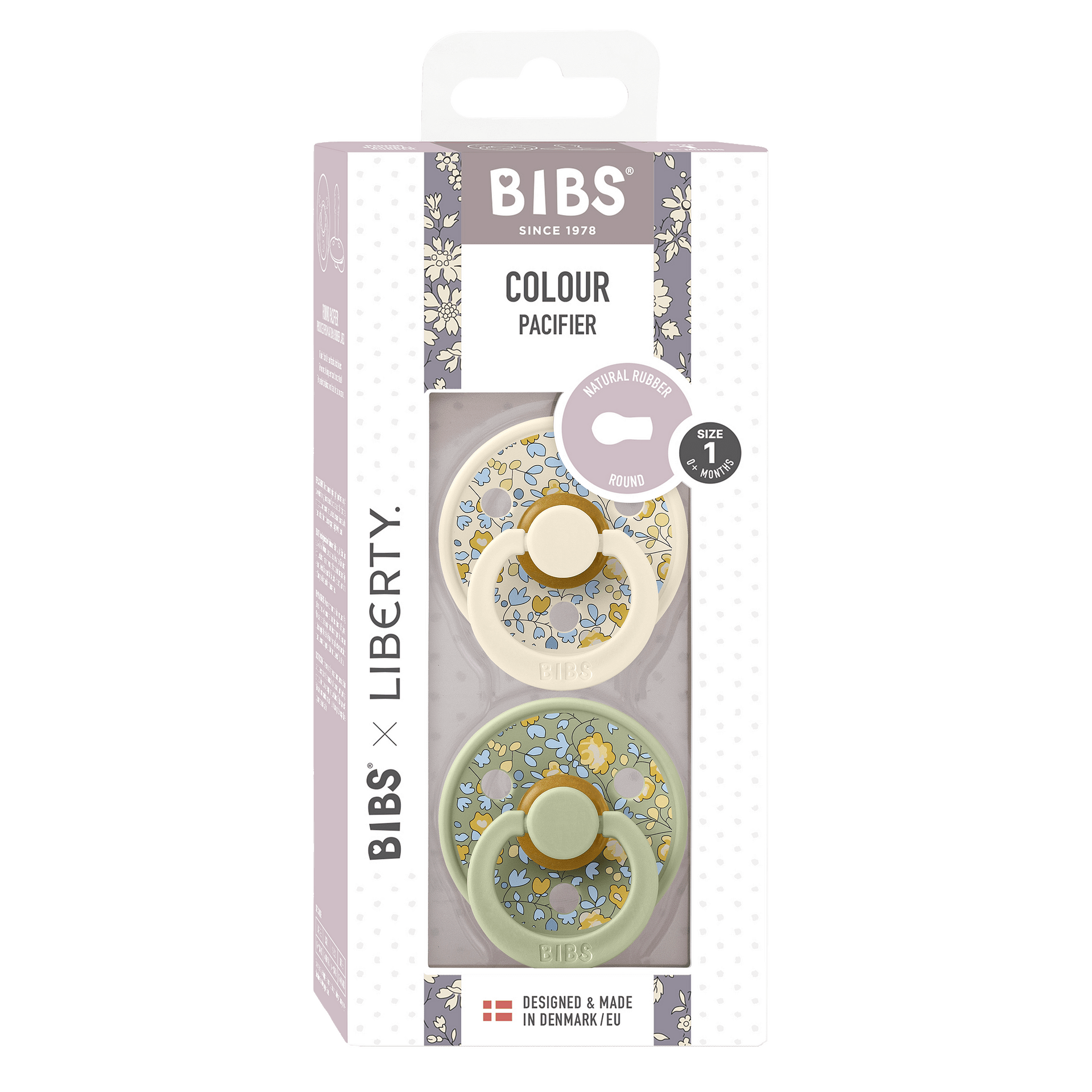 Colour X Liberty Каучуков Биберон 2 Бр. (0 6 М.) Eloise Sage Mix Bibs
