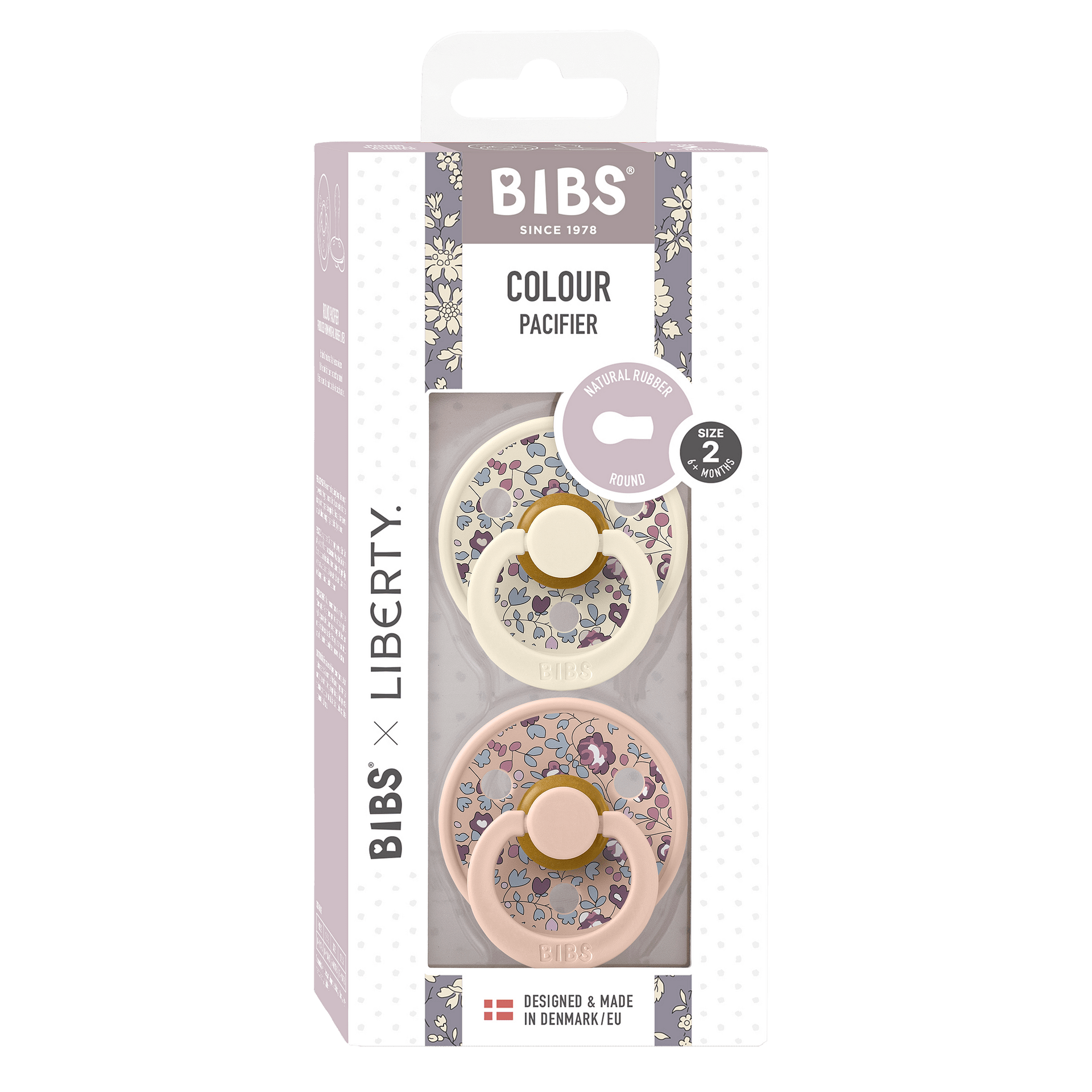 Colour X Liberty Kaucsuk Cumi 2 db. (6-18 hó) Eloise Blush Mix Bibs