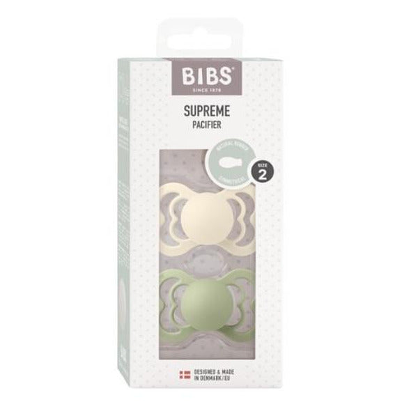 Supreme Kaucsuk Cumi 2 db. (6-18 hó) Ivory Sage Bibs