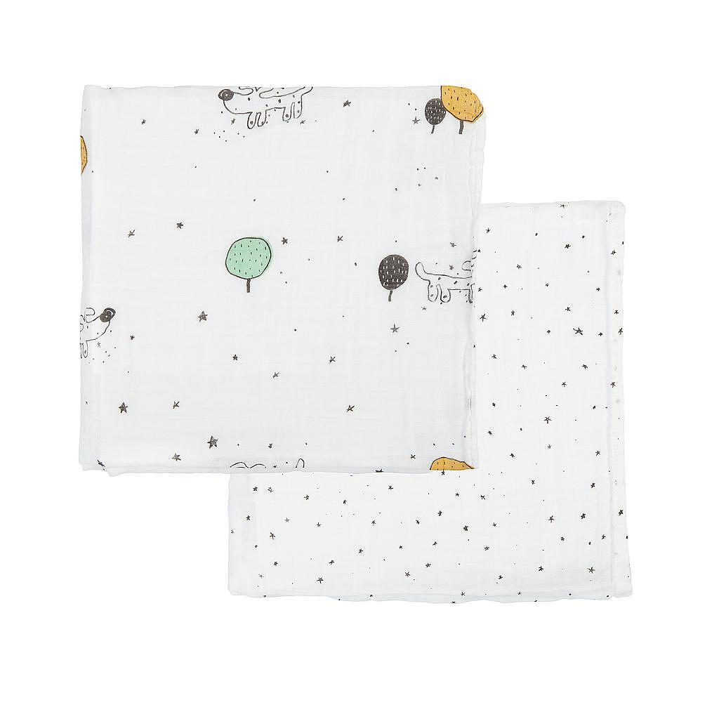 Комплект Бамбукови Муселинови Пелени 120x120 См. 2 Бр. Guau White Grey Bimbidreams