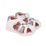 Сандали За Прохождане №19 23 Sandalia Basica Napa Blanco Y Plata 262150 C313 Biomecanics