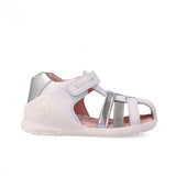 Сандали За Прохождане №19 23 Sandalia Basica Napa Blanco Y Plata 262150 C313 Biomecanics