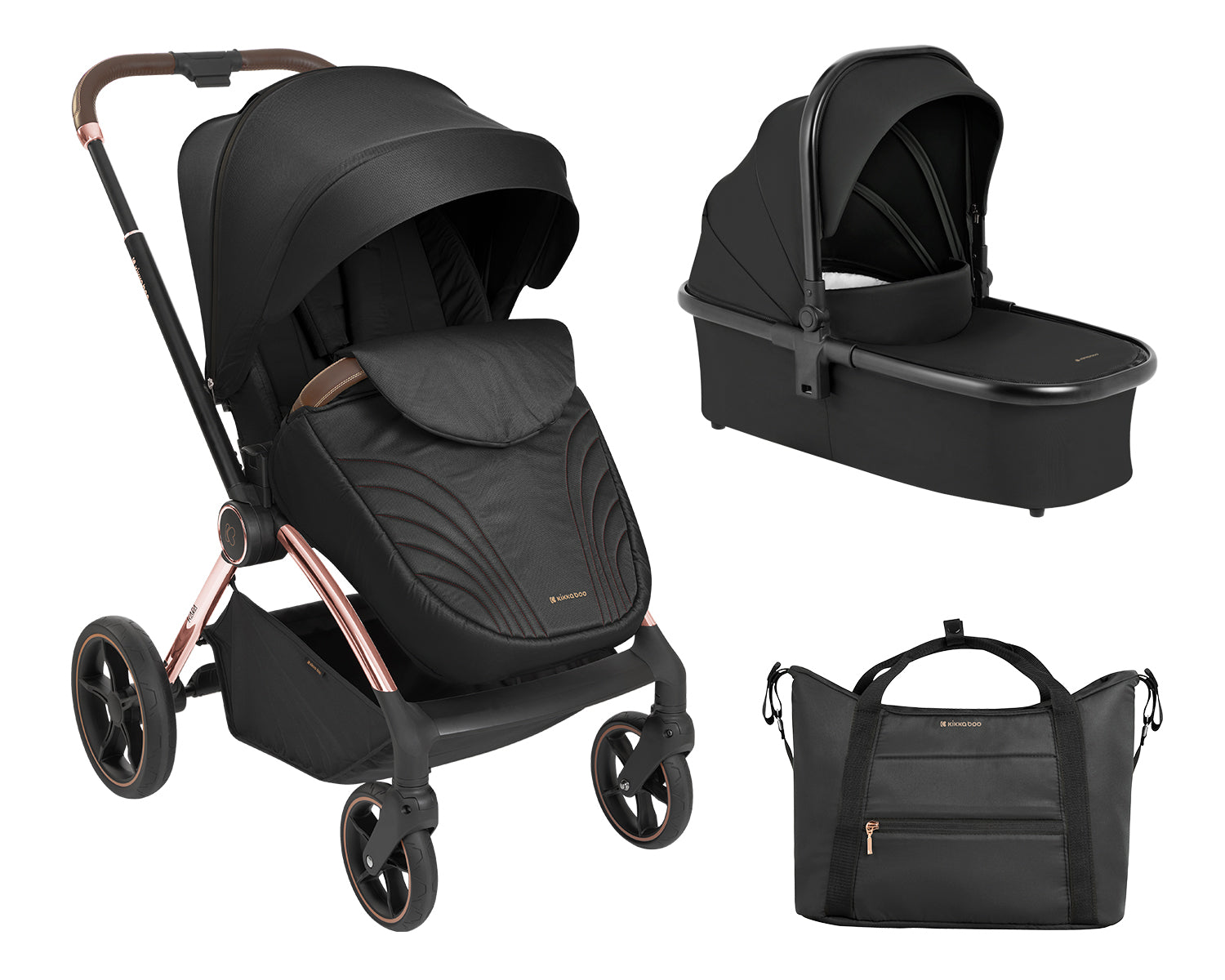 Комбинирана Количка 2В1 С Кош За Новородено Kara Черен - Комбинирани Колички - Kikkaboo - BebeMama
