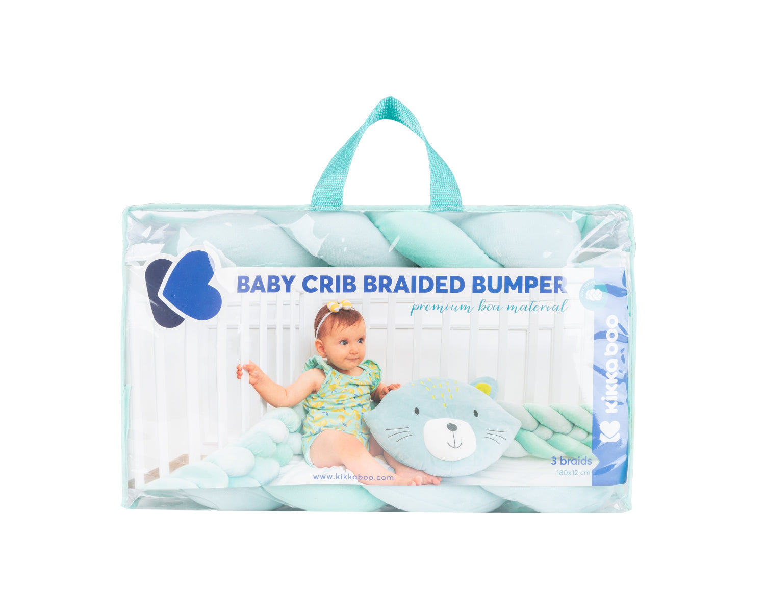 Плетен Плюшен Обиколник 180См 3 Плитки (12См) Mint --- BebeMama