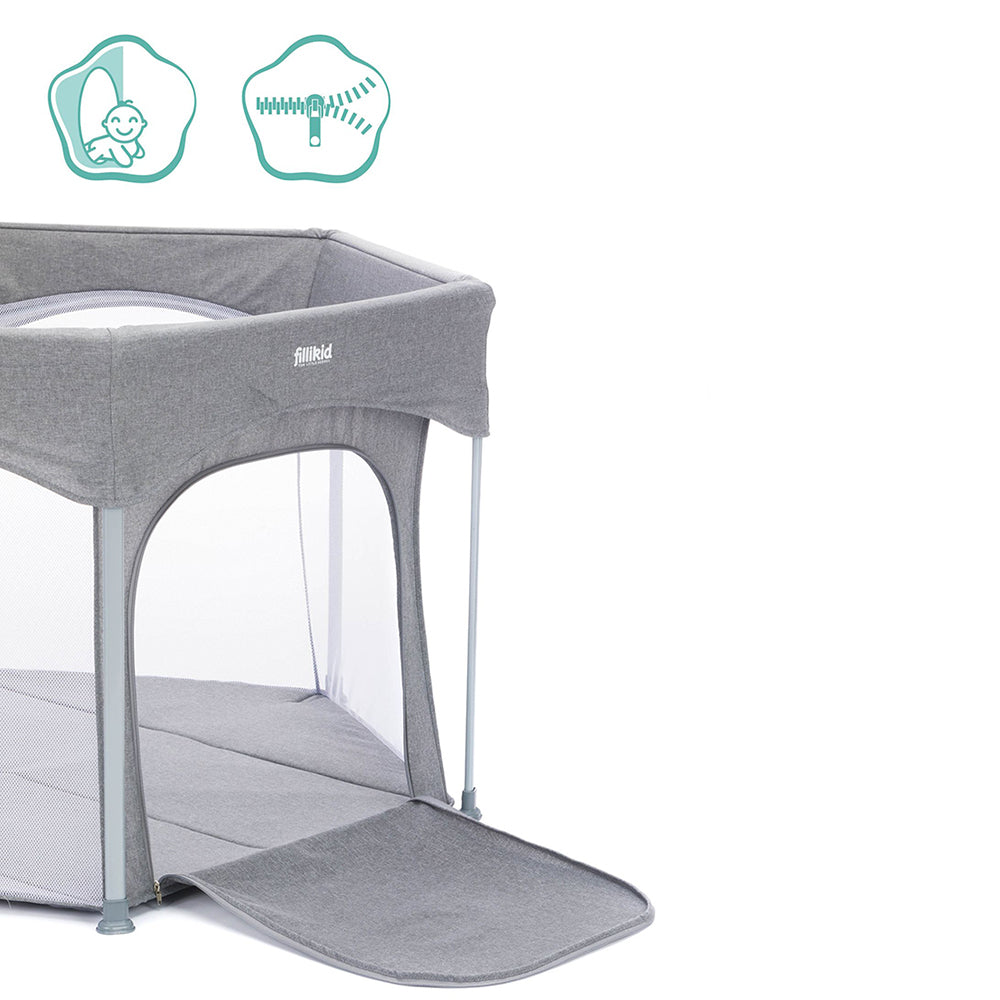 Fillikid Playpen Athen Шестоъгълна, Сгъваема Кошара За Игра - Grey