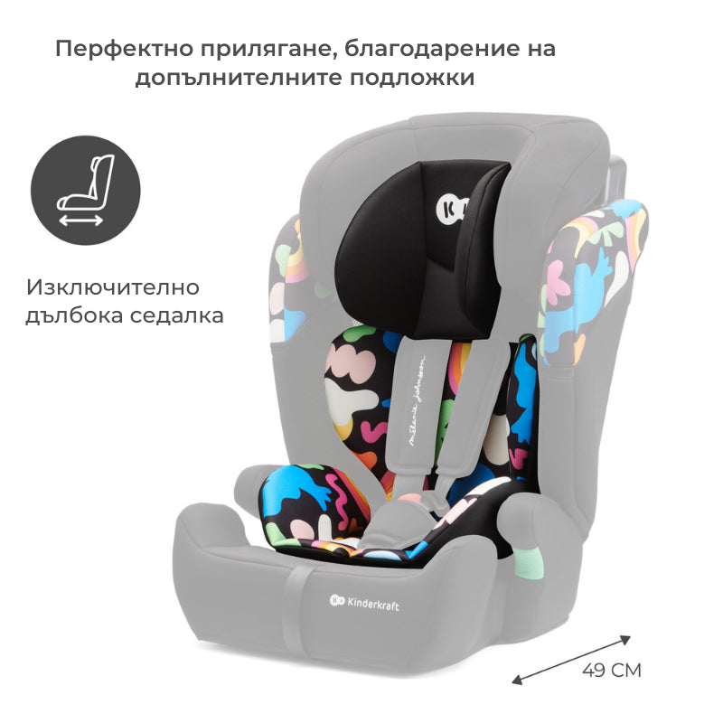 Бустерна Седалка Kinderkraft Comfort Up I-Size, Happy Shapes --- BebeMama
