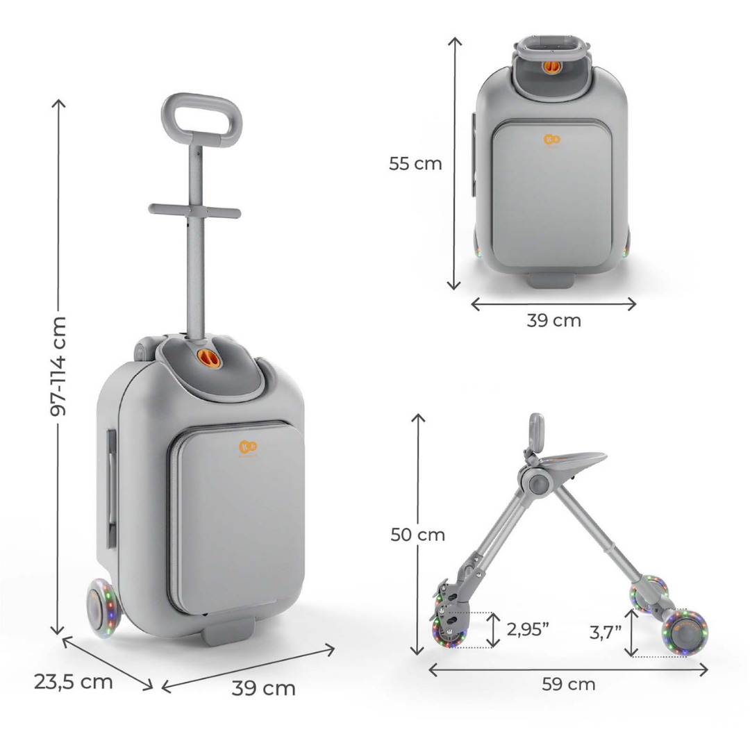 Cabby Куфар Със Седалка Grey Kinderkraft
