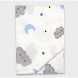 Cearșaf cu elastic pentru bebeluși Rainy Baby 60X120 cm. Nori gri