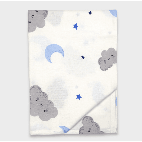 Cearșaf cu elastic pentru bebeluși Rainy Baby 60X120 cm. Nori gri