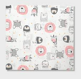 Cearșaf Rainy Baby cu elastic 60x120 cm. Animale roz