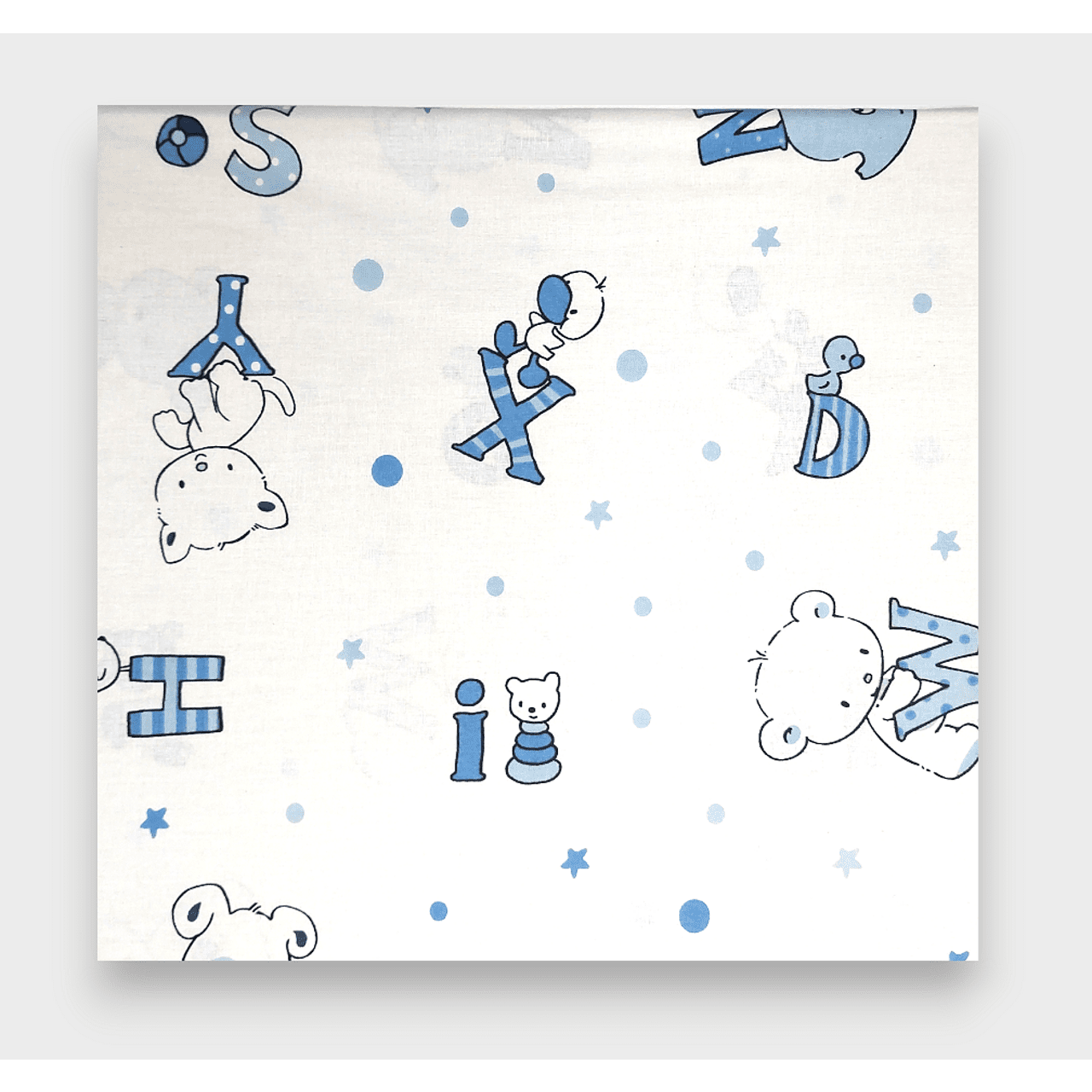 Rainy Бебешки чаршаф за количка 55/78 Мече с букви син