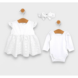 Rainy Premium Бебешки Комплект 3 Части Дантела74 См. Бял 6-9 месеца