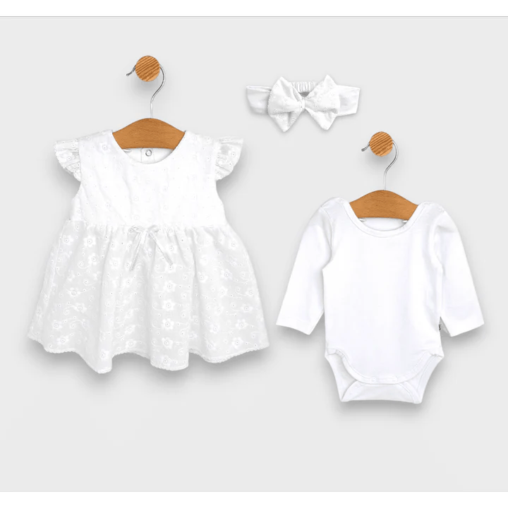 Rainy Premium Бебешки Комплект 3 Части Дантела74 См. Бял 6-9 месеца