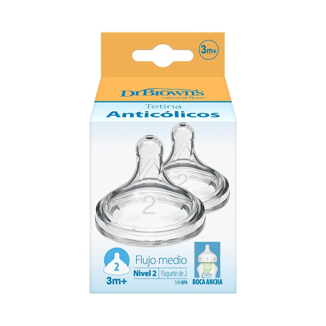 Биберони Dr.Brown's за шишета Wide-Neck Options+ 3м.+ 2бр.