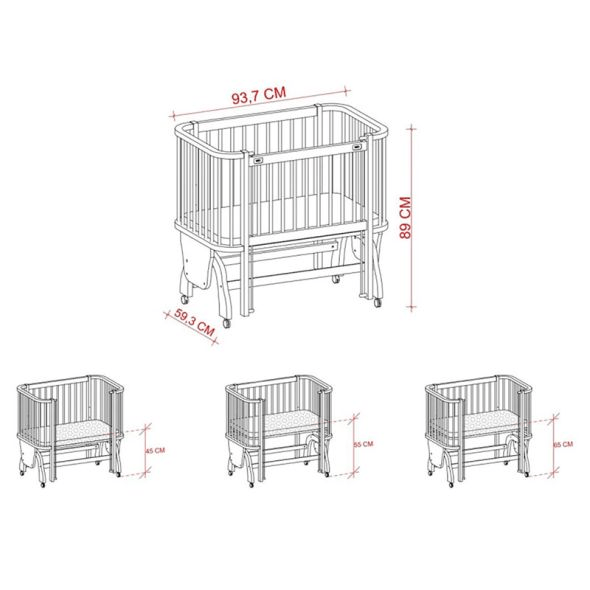 Pătuț + Saltea din Lemn Mood 50X90X12 Alb