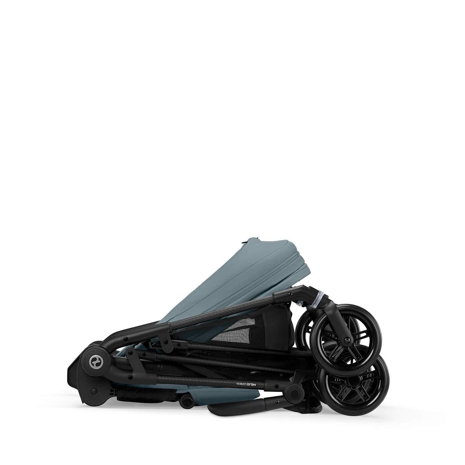 Gold Бебешка Количка Melio Carbon Stormy Blue Cybex