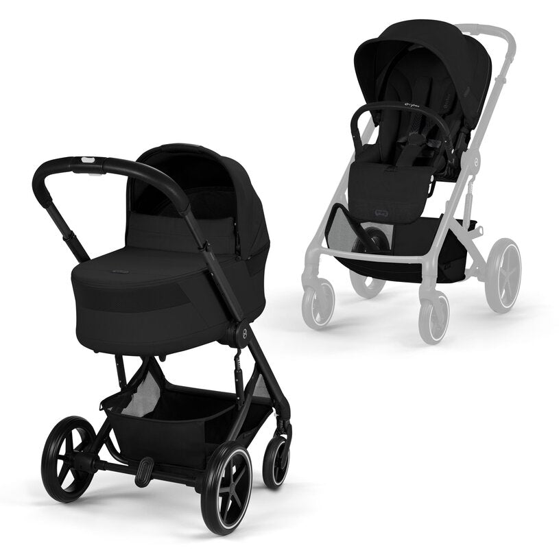 Gold Бебешка Комбинирана Количка Balios S Lux Blk Moon Black 2026 + Cot S Lux Cybex