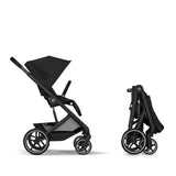 Gold Бебешка Комбинирана Количка Balios S Lux Blk Moon Black 2026 + Сгъваем Кош За Новородено Cybex