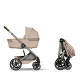 Gold Бебешка Комбинирана Количка Balios S Lux Tpe Almond Beige 2026 + Сгъваем Кош За Новородено Cybex