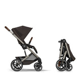 Gold Бебешка Комбинирана Количка Balios S Lux Tpe Chocolate Brown 2026 + Сгъваем Кош За Новородено Cybex