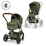 Gold Бебешка Комбинирана Количка Balios S Lux Tpe Moss Green 2026 + Сгъваем Кош За Новородено Cybex