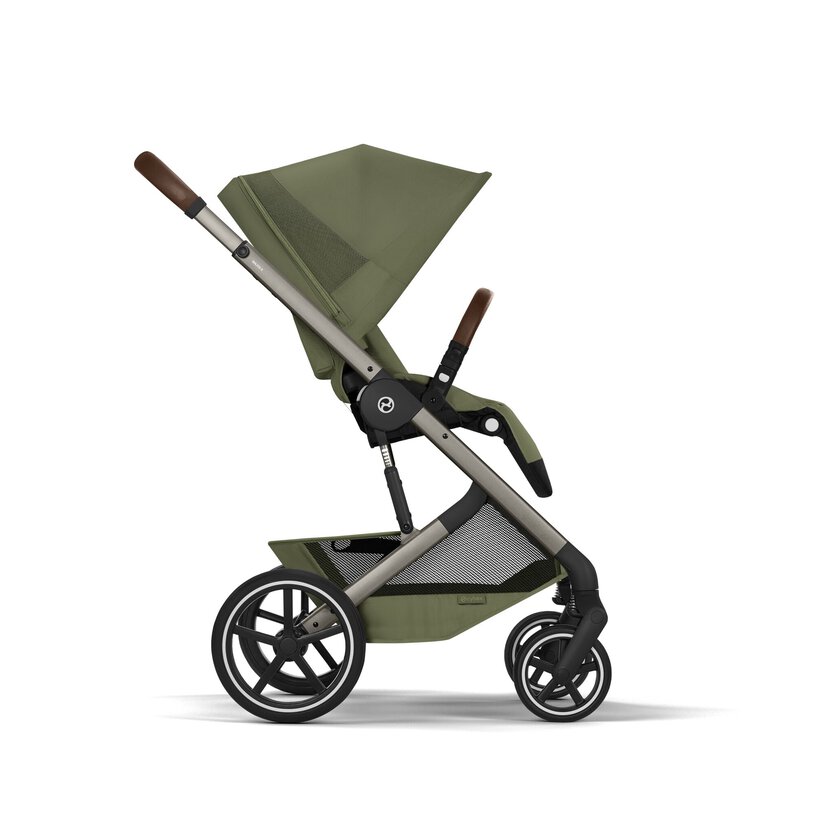 Gold Бебешка Комбинирана Количка Balios S Lux Tpe Moss Green 2026 + Сгъваем Кош За Новородено Cybex