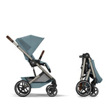 Gold Бебешка Комбинирана Количка Balios S Lux Tpe Stormy Blue 2026 + Сгъваем Кош За Новородено Cybex