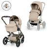Gold Бебешка Комбинирана Количка Talos S Lux + Сгъваем Кош За Новородено Almond Beige Cybex