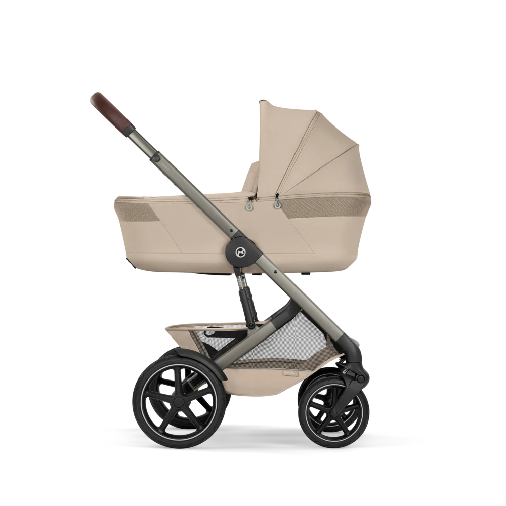 Gold Бебешка Комбинирана Количка Talos S Lux + Сгъваем Кош За Новородено Almond Beige Cybex