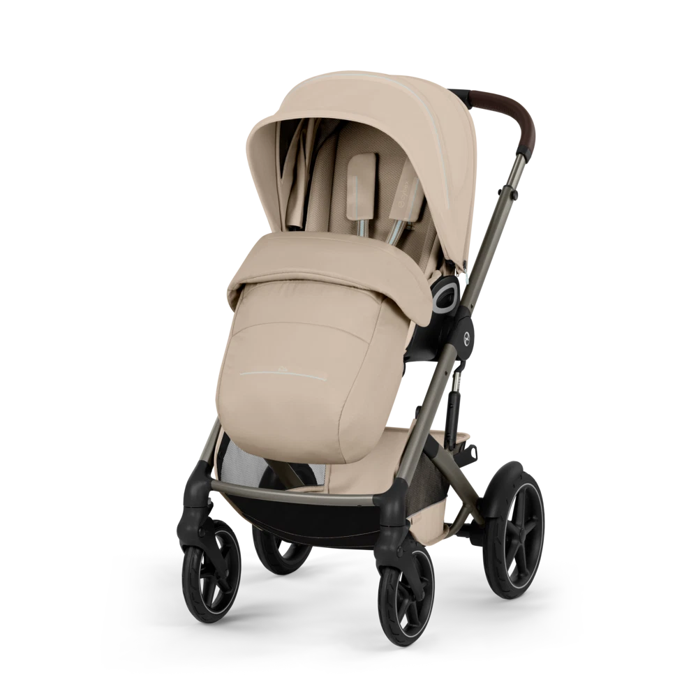 Gold Бебешка Комбинирана Количка Talos S Lux + Сгъваем Кош За Новородено Almond Beige Cybex